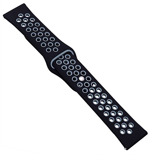 Gear S3 Band, KADES Soft Silicone Band Replacement Strap for Gear S3 Frontier and Gear s3 Classic Smart Watch (Large, Black/Gray)