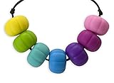 Stimtastic Chewable Silicone Chunky Bead Necklace Nontoxic BPA and Phthalate, Pastel