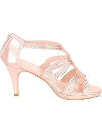 Cambridge Select Sandalia de vestir con plataforma de corte de diamante de imitación de cristal para mujer