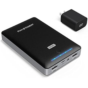 Battery Pack RAVPower 16750mAh Portable Charger Power Pack Power Bank + 2A Wall Charger (Dual USB Ports, 2A Input, 4.5A Output) Power Charger for iPhone, iPad, Galaxy S8, Note 8 and More - Black