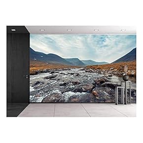 Flowing Water in Mountain - Removable Wall Mural | Self-Adhesive Large Wallpaper - 66x96 inches