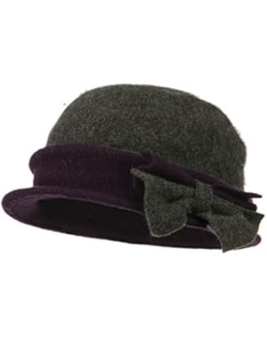 Women's 2 Tone Boiled Wool Bow Cloche - Grey