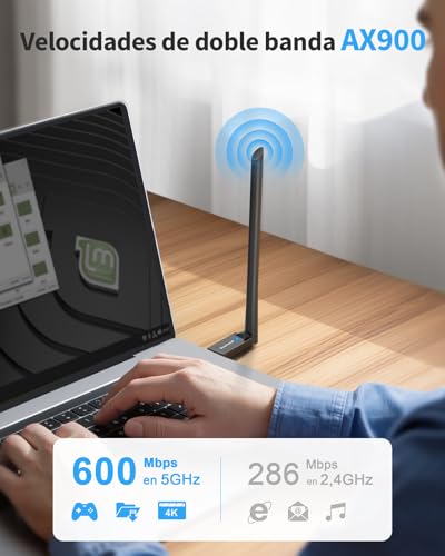 BrosTrend AX900 WiFi 6 USB Linux, Long Range Wi-Fi USB Dongle with 6dBi Antenna for Ubuntu, Debian, Raspberry Pi, Mint, Zorin, Windows etc Linux WiFi Adapter for PC, Dual Band 5GHz and 2.4GHz