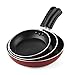 Cook N Home Nonstick Saute Fry Pan Skillet Set, 8, 9.5, and 11-Inch Kitchen Cooking Frying Saute Pan, Induction Compatible, Marble Red, 3-Piece