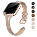 SWEES Leather Bands Compatible with Fitbit Versa 2 / Fitbit Versa Lite & SE/Fitbit Versa, Slim Thin Genuine Leather Replacement Strap for Versa Women (5.5