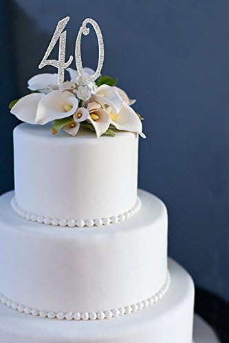 Crystal Rhinestones Cake Topper Premium Monogram Birthday or Anniversary Party Decoration (40 Forty)