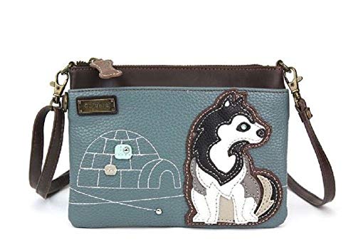 Chala Husky Dog Crossbody Phone Purse with Bone Zipper Pull Charm