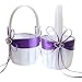 Awtlife 2PCS Purple Flower Girl Basket Double Heart Rhinestone Elegant For Wedding Ceremony Party Favor