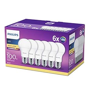 Philip LED-lamp 6-pack – Warmwit licht – E27 – 100 W – Mat – Energiezuinige LED-verlichting – Levensduur tot 15 jaar