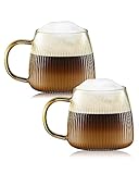 ZHMTang Glass Coffee Mugs Set of 2 Borosilicate