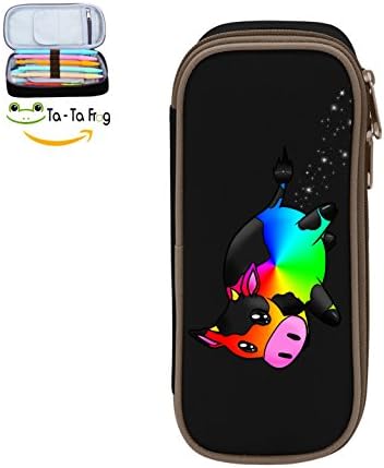 MOPE Rainbow Cow Pencil Case Double Zipper Large Storage Space Mulit-function Stationary Portable Makeup Bag