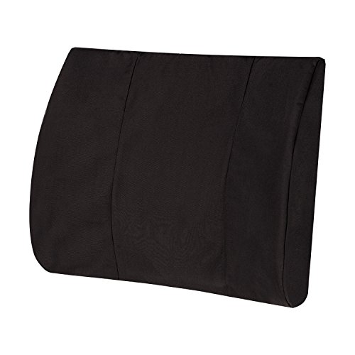 DMI Memory Foam Lumbar Pillow Back Support Cushion with Strap for Better Posture and Easing Back Pain, Black