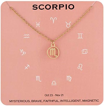AUGONFEVERZodiac Necklace Constellation Horoscope Jewelry Birthday Christmas Gifts for Women Girls
