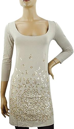 Amazon Co Jp イタリア インポート ブランド No Na By Siste S スパンコール刺繍チュニックワンピース ベージュ S 日本サイズm 服 ファッション小物