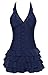 Wantdo Women's One-Piece Push Up Swimsuit Dress Swimwear Beachwear Plus Size, Navy, US 2-4