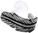 Feather Tragus Earring Cuff-BioFlex Labret Stud-Push In Cartilage Earring Cuff -18 gauge