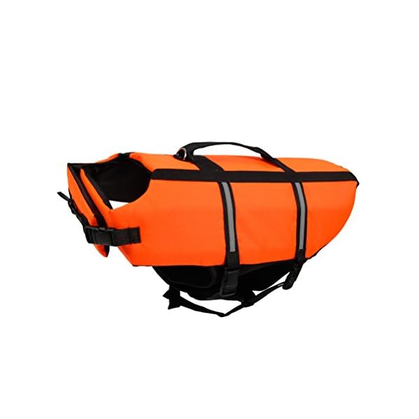 UEETEK Cane Giubbotto Salvagente Riflettente Gilet di Salvataggio per Cane Medio 9-23kg Taglia M Arancione