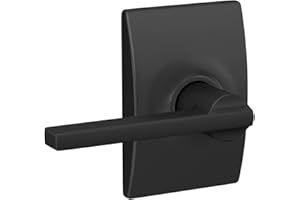 Schlage F10 LAT 622 CEN Latitude Door Lever with Century Trim, Hall & Closet Passage Lock, Matte Black