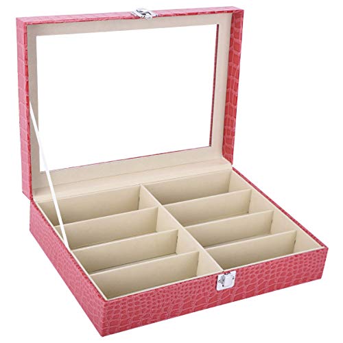 AUTOARK Leather 8 Piece Eyeglasses Storage and Sunglass Glasses Display Case Organizer,Rose,AW-032 - Thumbnail 2