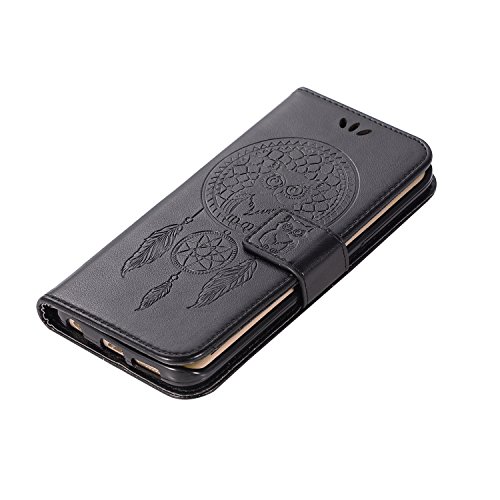 Samsung Galaxy S6 Edge Case, ARSUE Shock Absorbing 3D Handmade Soft Flip Folio [Kickstand Feature] PU Leather Wallet Owl Dreamcatcher Case with ID&Credit Card Pockets for Samsung Galaxy S6 Edge,Black - Thumbnail 4