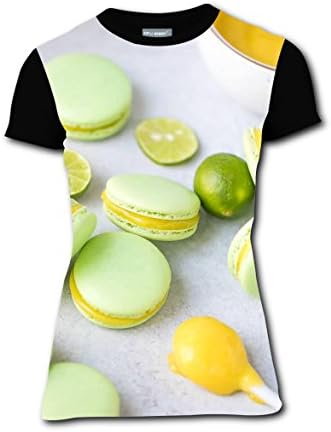 LLBabyMomT Macarons Key Lime Curd T-Shirts Tee Shirt for Women Pregnant Tops Round Black XL