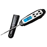 EatSmart Precision Pro Digital Thermometer - Instant Read w/Splashproof Design and Backlit Screen (Black)