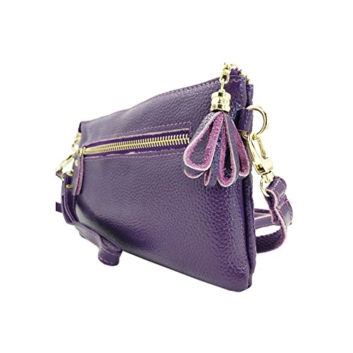 Sanxiner Leather Print Crossbody Purse Wristlet Wallet Clutch Ladies Wrist Bag (Purple)