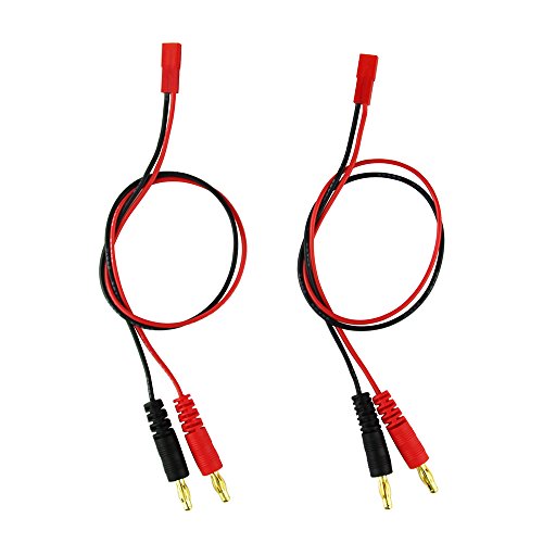 OliYin 4mm 4.0mm Male Banana Plug Connector Charge Lead to JST 20awg Soft Silicon Charging Cable Wire 30cm 11.8inch Lipo Parts for RC(pack of 2)