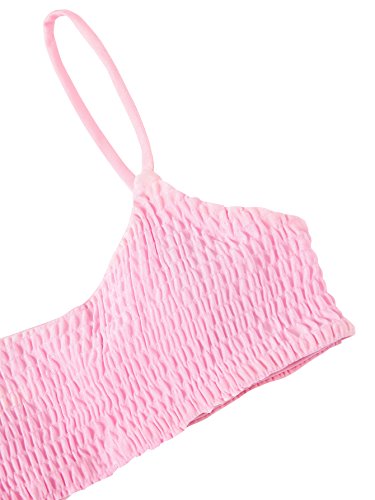 SOLYHUX Women's Two Piece Shirred Bikini Set Pink S