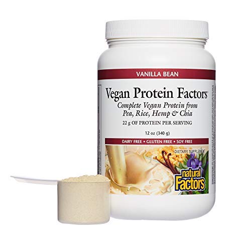 Natural Factors, Vegan Protein Factors, Plant-Based Protein Shake Mix, Vanilla Bean, 12 oz (7 servings)