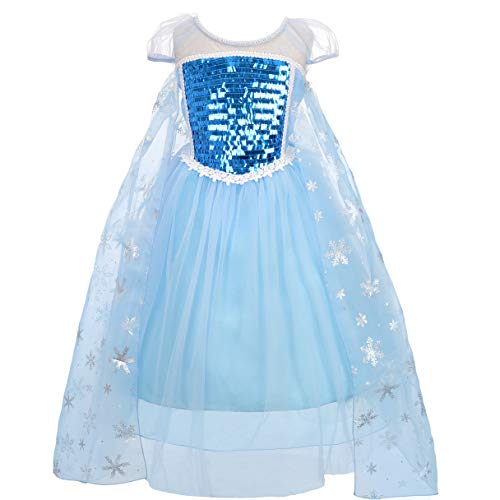 Dressy Daisy Girls Princess Elsa Dress Up Costumes Halloween Fancy Party Dresses Short Sleeve Size 6X / 8