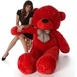 Toyhub Soft 3 Feet Teddy Bear With Neck Bow (91 Cm,Red)