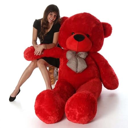 Toyhub Soft 3 Feet Teddy Bear With Neck Bow (91 Cm,Red)