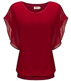 POSESHE Women's Loose Casual Short Sleeve Chiffon Top T-shirt Blouse
