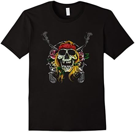 Mens Black Halloween Skulls Roses T-Shirt Sugar Skull Costume Tee Large Black