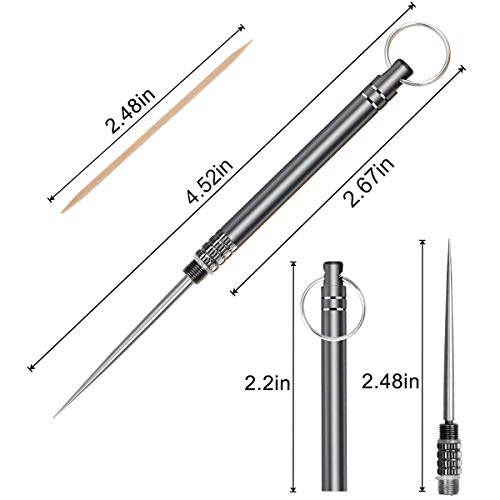 Stainless Steel Toothpick Set(3pcs),Metal Toothpick,Resuable Titanium Toothpick, KeychainToothpick Holder for Teeth, Travel Camping Picnic Hiking Supplies, Black