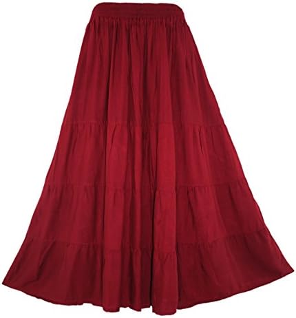 Women Boho Gypsy Long Maxi Tiered Peasant Skirt Plus Size