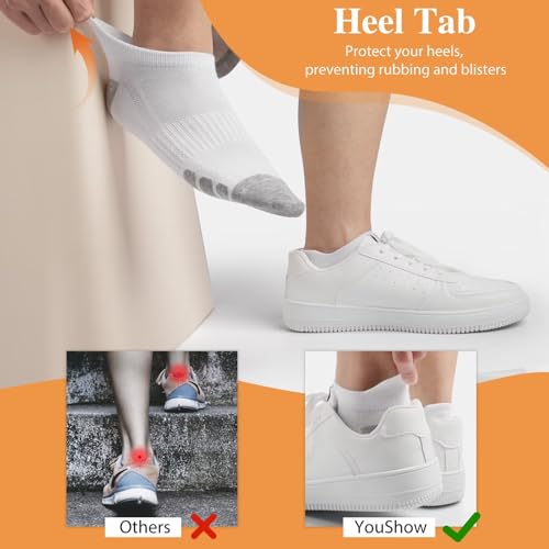 YouShow Cotton Trainer Socks 10 Pairs, Ankle Sports Socks for Men & Women Anti-Blister