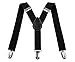 Livingston Suspenders for Kids Elastic Y-Back Strong Clips Braces, Black, 22 inches