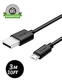 Micro USB Cable,10FT/3M Extra Long Type A Male To Micro-B Male  Charging Data cord  For Samsung Galaxy S4 S5 S6 Edge Note 4 5 LG G3 G4 Android Canon Nikon camera MP3 player
