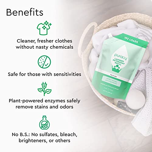 Puracy Liquid Laundry Detergent Refill1,4 Dioxane Free, Natural, ScentFree Gentle Laundry