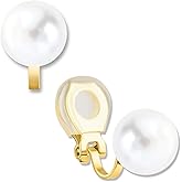 Big Simulated Pearl Clip On Earrings for Women - Oversized Classic Faux Round Large Clip Ons, Hypoallergenic and Safe for Sensitive Ears