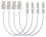 EReach 2-in-1 Lightning and Micro USB Cable, Durable Sync Data/Nylon Braided Fast Charging Cable Cord for iPhone 7 Plus/7/6s Plus/6s/5s, IPad/iPod, Samsung and More - Gold- 4 Piece