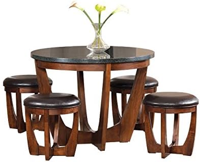 Pineda Faux Mable Dining Table Set