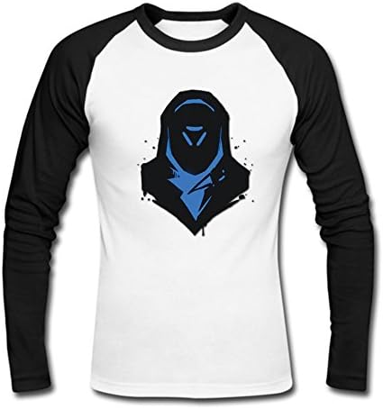 Men's Athletic long sleeve Tee Overwatch multiplayer support ana Raglan t-shirt M Black
