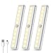 Anbock Under Cabinet Lighting Motion Sensor Closet Lights Wireless USB Rechargeable Tap Lights Sensing Activated Stairway Pantry Counter Wardrobe Kitchen Hallway Bathroom Warm 3000K Yellow Lamp 3 Pack