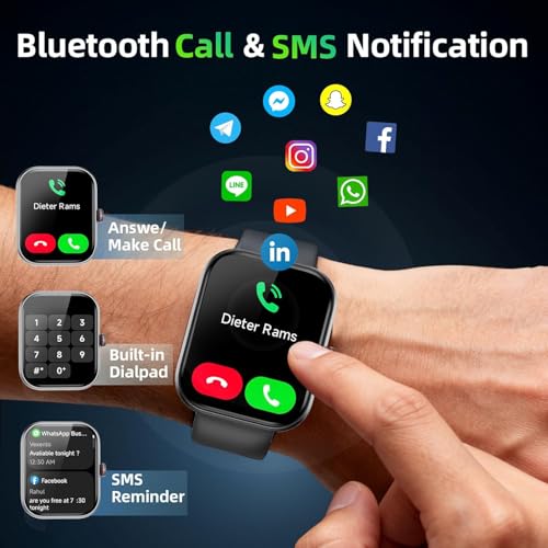 Smartwatch Men Women 1.91 Inch AMOLED Smart Watch with Alexa and Phone Function, 30 Day Battery, 108+ Sports Modes, Fitness Watch with Heart Rate/Sleep Monitor, IP68 Waterproof Heart Rate Monitor for