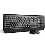 Jelly Comb 2.4G Multimedia Wireless Keyboard Mouse Combo with 10 Media Hot Keys, Full-size Keyboard, Compact Optical Mouse. (Black)