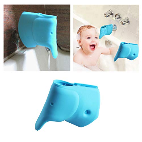 Bath Spout Cover - Faucet Cover Baby - Tub Spout Cover - Bathtub Faucet Cover for Kids - Tub Faucet Protector for Baby -Silicone Spout Cover Blue Elephant - Kids bathroom accessories