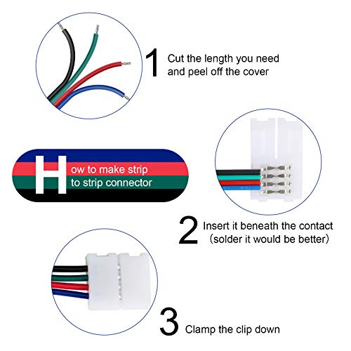 4 Pin 100Ft/30.5m RGB LED Strip Wire Extension Cable, 22 Gauge LED